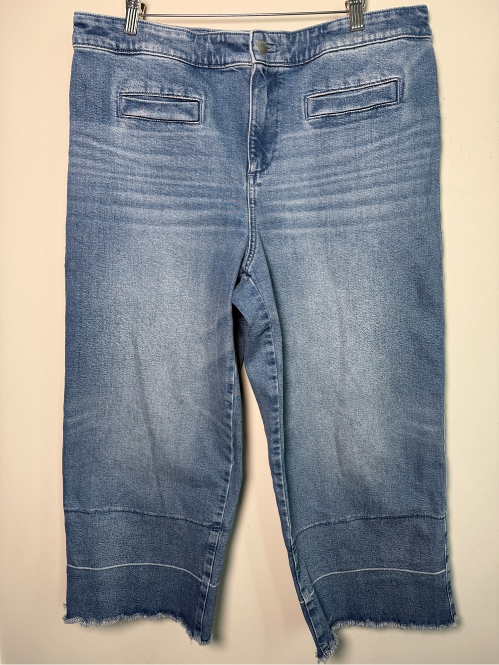 Talbots Wide Leg Crop Jean Mattituck Wash Raw Hem High Rise Sz 16
